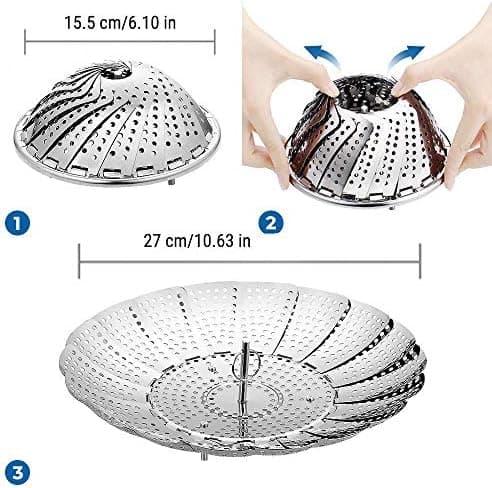 Ecooe 2 Etagen Bambusdämpfer mit verstärktem Edelstahllipt, perfekt für die whole family im Bad, Dämpfung von 25cm mit B
