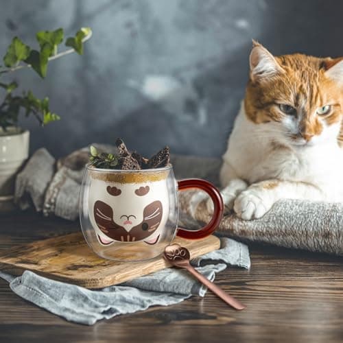 Ecoeod Hund Tasse Doppeltgewandige Gläser für Frauen und Männer 280ml Geburtstag Geschenke Valentinstag