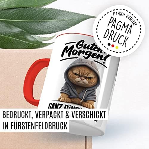 Lustige Katzen-Tasse Morgenmuffel Humor Geschenk für Verschlafene Kaffeebecher (Weiß & Schwarz)  
Geschmackvolle Witze K