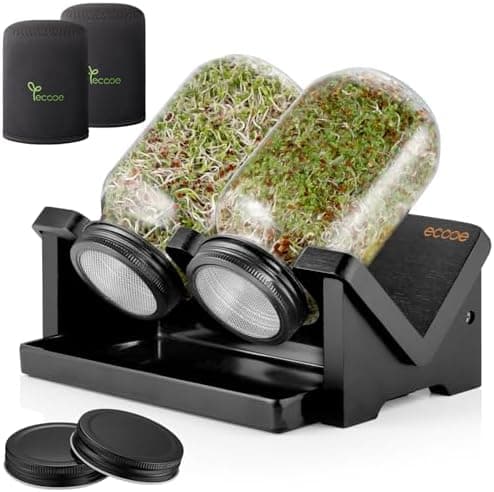 Ecooe Sprossen Keimgläser 2er Set für Sprossen Brokkolisprossen - Abdunklungshüllen und Edelstahlfilterkappe - 750 ml Wa