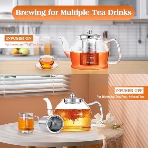 STNTUS 120ml Glaskanne mit Sieb - Ideal für Teeliebhaber im Zuhause und im Büro - Hitzebeständiger Teespender aus Boros