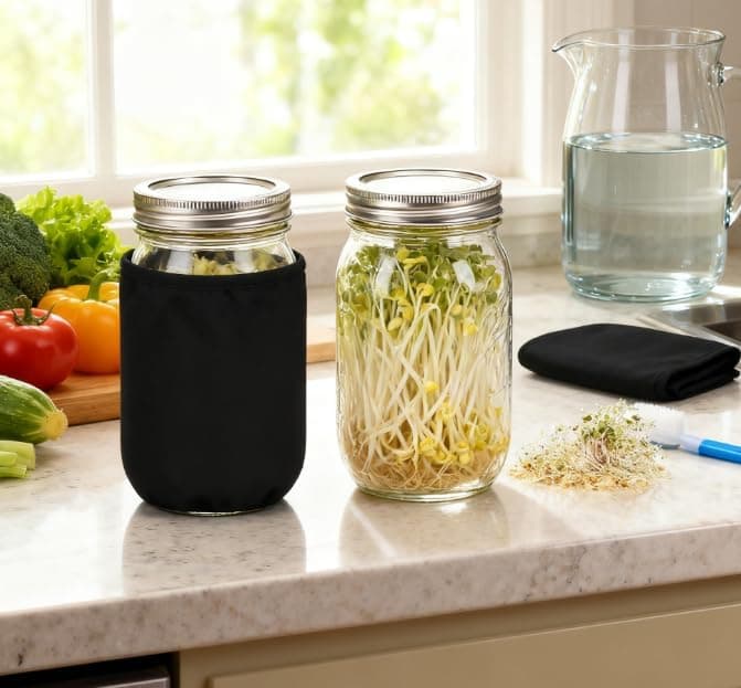 Sprossen Keimglas Set Edelstahl Filtergitter Ständer Microgreens Zucht