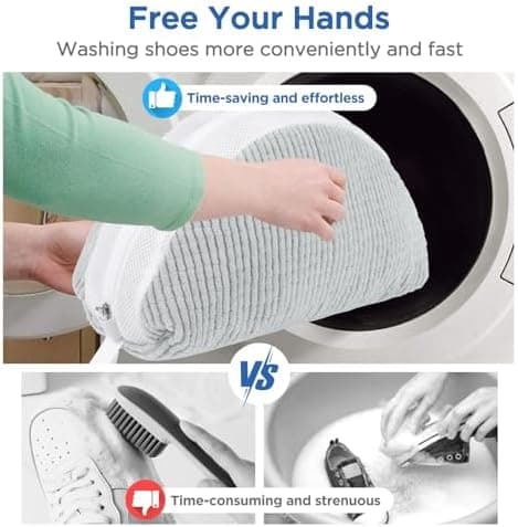 Ecooe Gelb 2 Stück Schuhwaschbeutel für Waschmaschine, Reinigungsflaum mit 360° Chenille, ideal für Sneaker und Turnschu