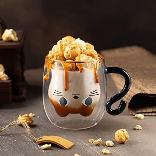 Ecoeod Hund Tasse Doppeltgewandige Gläser für Frauen und Männer 280ml Geburtstag Geschenke Valentinstag