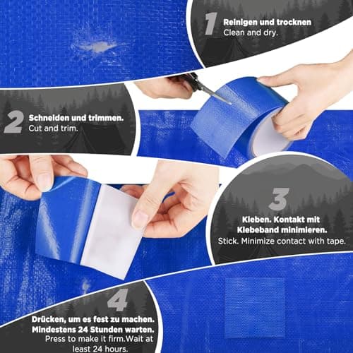 EcoOE PE Planenband Reparaturklebeband 5M x 8CM Wasserabweisend für Zelte Sonnenschirme Pavillon Plane lkw Abdeckplanen