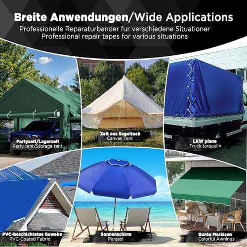 EcoOE PE Planenband Reparaturklebeband 5M x 8CM Wasserabweisend für Zelte Sonnenschirme Pavillon Plane lkw Abdeckplanen