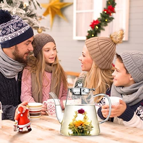 Zpose 1200ml Hitzebeständige Teekanne mit Edelstahl Filter und Sieb für cada Tee