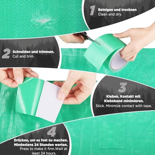 EcoOE PE Planenband Reparaturklebeband 5M x 8CM Wasserabweisend für Zelte Sonnenschirme Pavillon Plane lkw Abdeckplanen