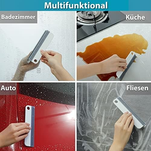 2X Fensterabzieher, Duschabzieher Set – Silikon Fensterwischer mit Abziehlippe – für Auto & Haus – streifenfrei & kratzf