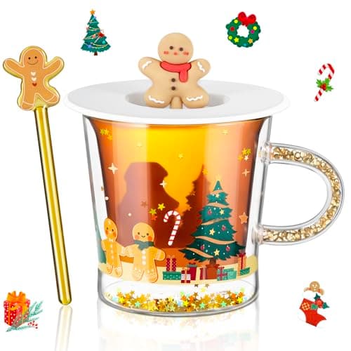 Ecooe Weihnachtstasse Doppelwandige Kaffeegläser 240ml Geschenke für Frauen & Männer