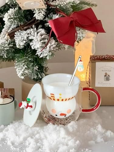 Ecooe Weihnachtstasse Doppelwandige Kaffeegläser 240ml Geschenke für Frauen & Männer