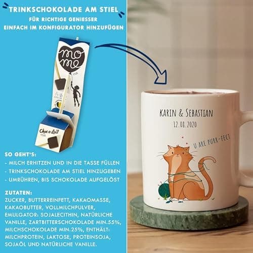 Personalisierte Tasse mit Namen und Motiv – 325ml, Keramik, vers. Farben – Geschenkidee für Männer und Frauen – Jahresta