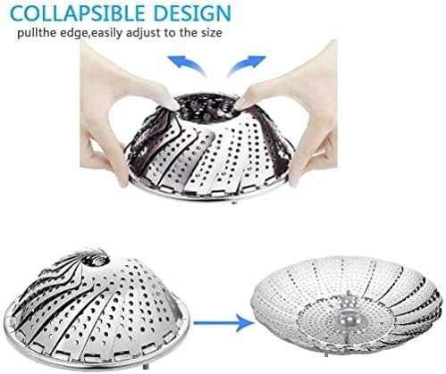 Aomig Dünsteinsatz für Töpfe: Einstellbarer Edelstahl Dampfgarer (14 cm - 23 cm), faltbarer Dämpfeinsatz, optimal für ge