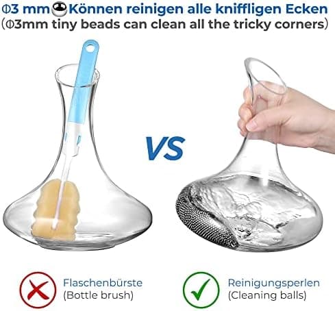 EcoOE Edelstahl Reinigungsperlen Flaschenreiniger für Dekanter Vase Karaffen (1200 Stück) Rostfrei und hygienisch
