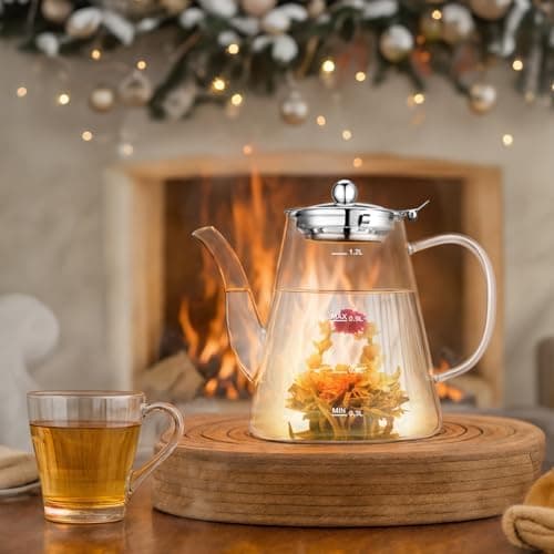 Zpose 1200ml Hitzebeständige Teekanne mit Edelstahl Filter und Sieb für cada Tee