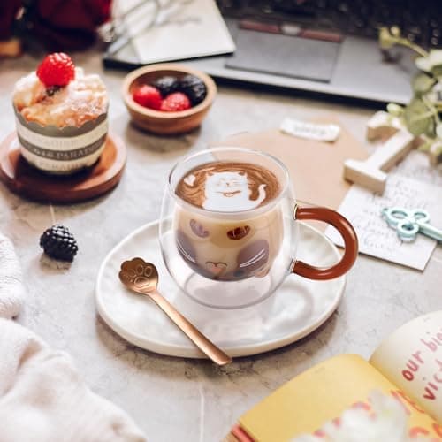 Ecoeod Hund Tasse Doppeltgewandige Gläser für Frauen und Männer 280ml Geburtstag Geschenke Valentinstag