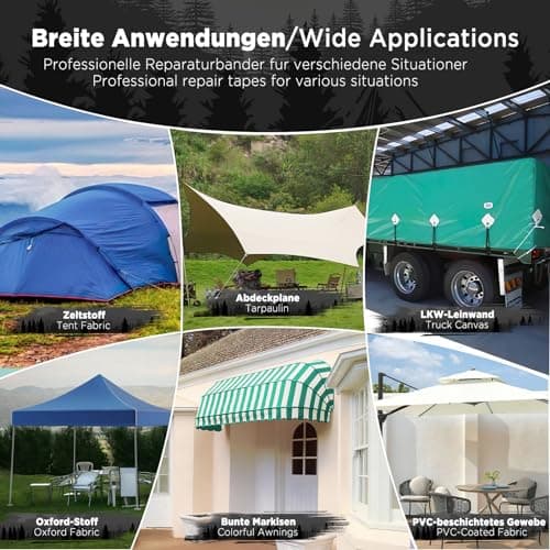 EcoOE PE Planenband Reparaturklebeband 5M x 8CM Wasserabweisend für Zelte Sonnenschirme Pavillon Plane lkw Abdeckplanen