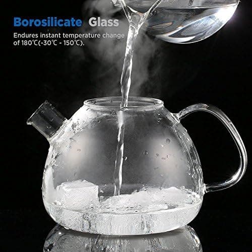 Ecooe 1,5L Teekanne Glas mit Stövchen und Teewärmer Edelstahl für Relaxen im Zuhause und beim Tee genießen