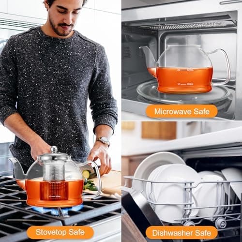 STNTUS 120ml Glaskanne mit Sieb - Ideal für Teeliebhaber im Zuhause und im Büro - Hitzebeständiger Teespender aus Boros