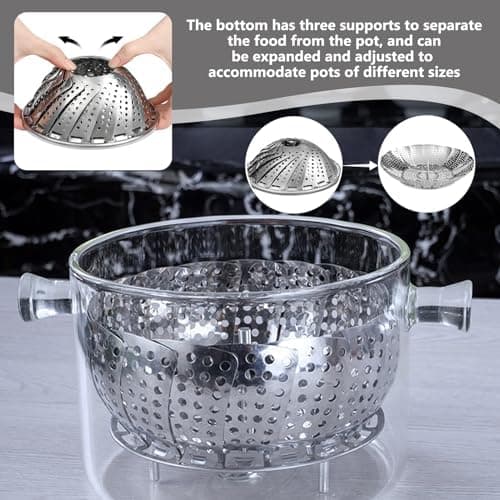 Düsteinsatz Edelstahl Topf Gareinsatz Einstellbar 14cm-23cm Gemüse Fisch Meeresfrüchte Kochen