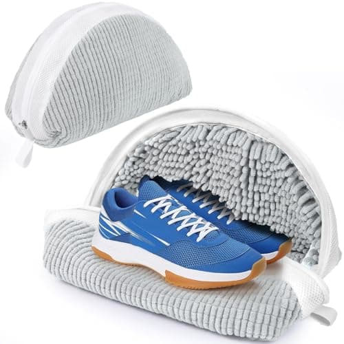 Ecooe Gelb 2 Stück Schuhwaschbeutel für Waschmaschine, Reinigungsflaum mit 360° Chenille, ideal für Sneaker und Turnschu