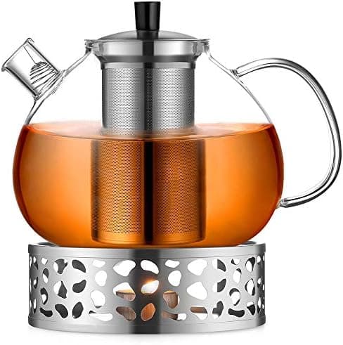 Ecooe 1,5L Teekanne Glas mit Stövchen und Teewärmer Edelstahl für Relaxen im Zuhause und beim Tee genießen