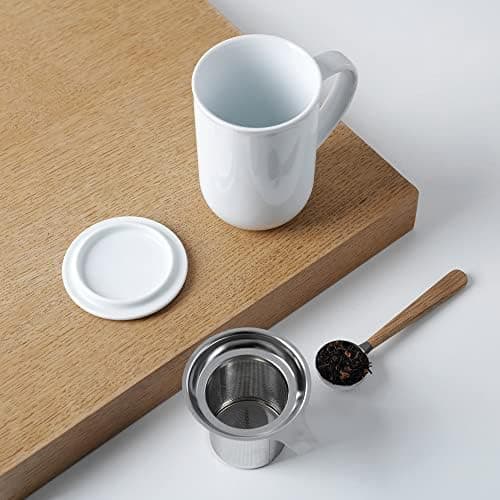 Viva Scandinavia Teetasse Glas Doppelwandig für Thermoglas und Tee-Verfeinerung, mit Edelstahl-Sieb und Bambus-Holz-Deck