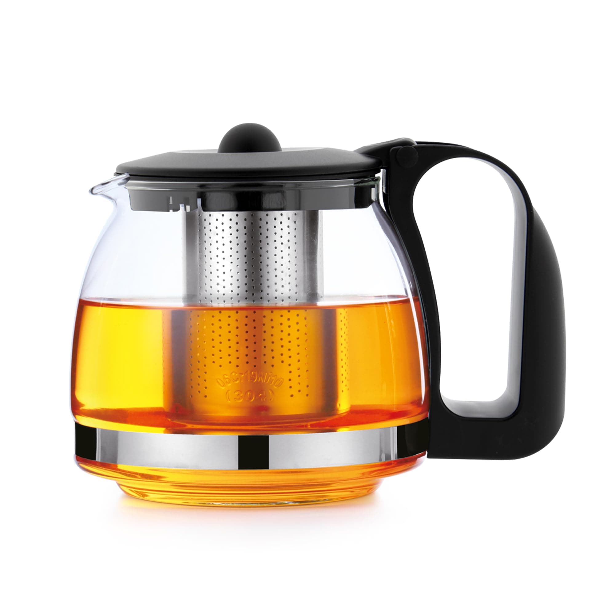 T24 Glas Teekanne mit Hitzebeständigem Edelstahl Filter für Losen Tee - 1250ml - Überhitzungsschutz und Siebeingebaust