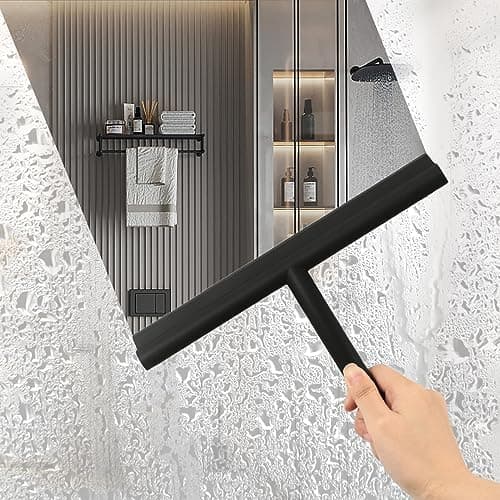 MOSUO Duschabzieher Schwarz - Dusche, Fensterreinigung, Edelstahl-Kern, Silikon, Badezimmer