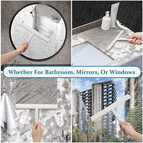 MOSUO Duschabzieher Schwarz - Dusche, Fensterreinigung, Edelstahl-Kern, Silikon, Badezimmer