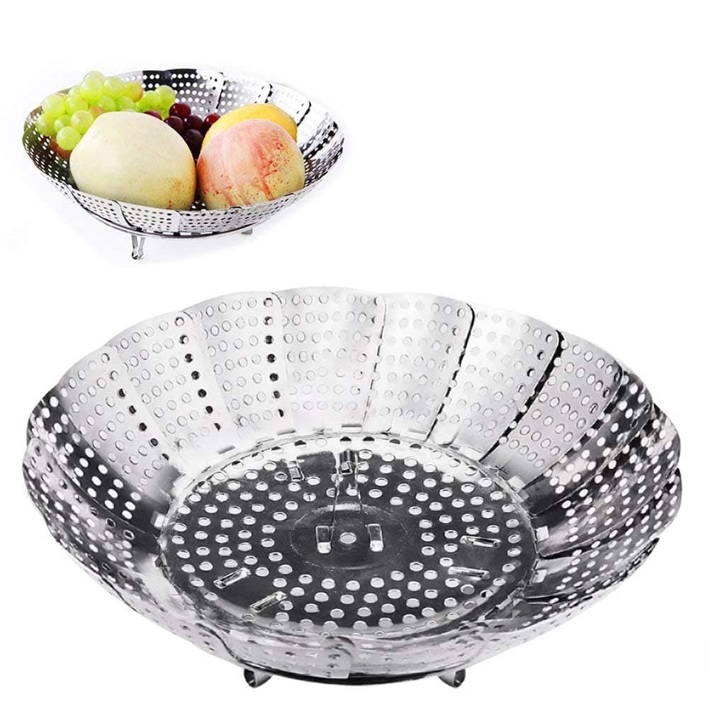 Aomig Dünsteinsatz für Töpfe: Einstellbarer Edelstahl Dampfgarer (14 cm - 23 cm), faltbarer Dämpfeinsatz, optimal für ge