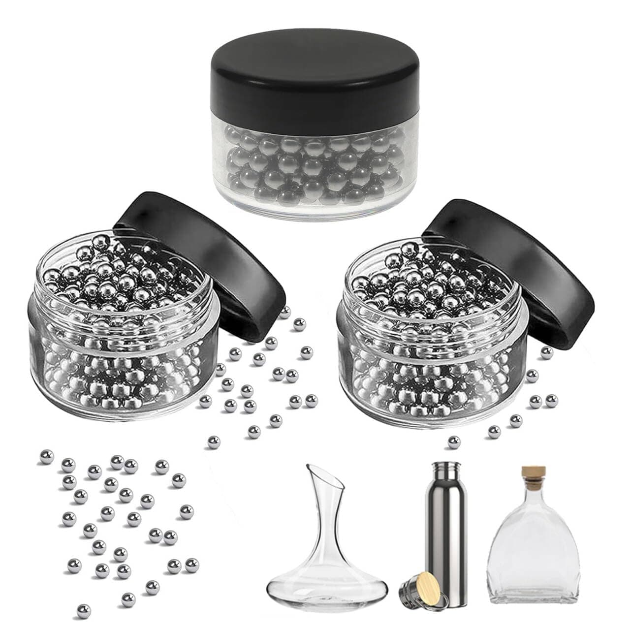 Reinigungsperlen 1000 Stück Edelstahl 2/3/4mm Große Intensität für flaschen, rinkflaschen, Dekanter - Wiederverwendbar