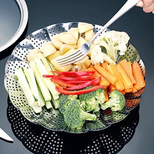 Ecooe 2 Etagen Bambusdämpfer mit verstärktem Edelstahllipt, perfekt für die whole family im Bad, Dämpfung von 25cm mit B
