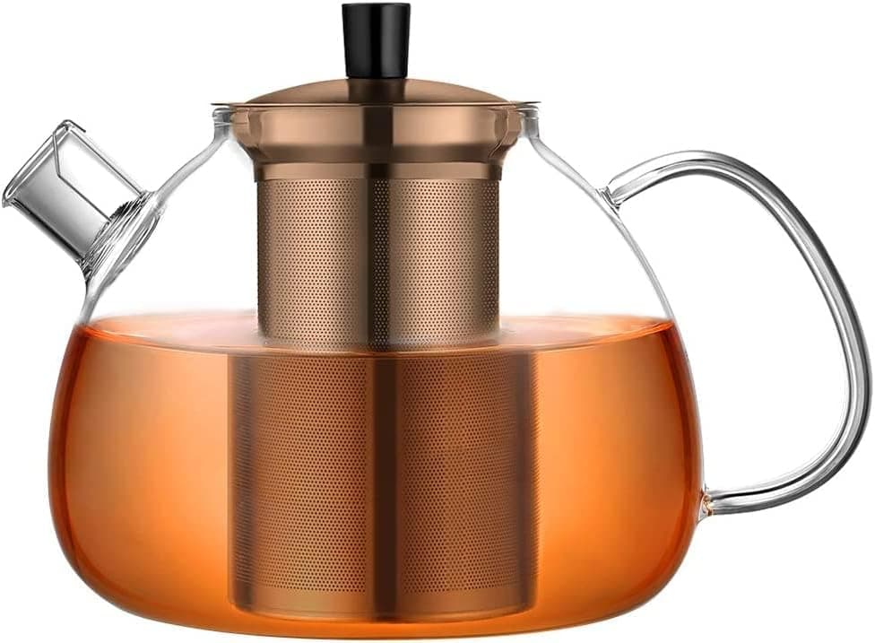 Ecooe Original 1500ml Bronzeschiefer Glass Tea Kettle Borosilicate Glass Tea Infuser with Removable 18/8 Stainless Steel