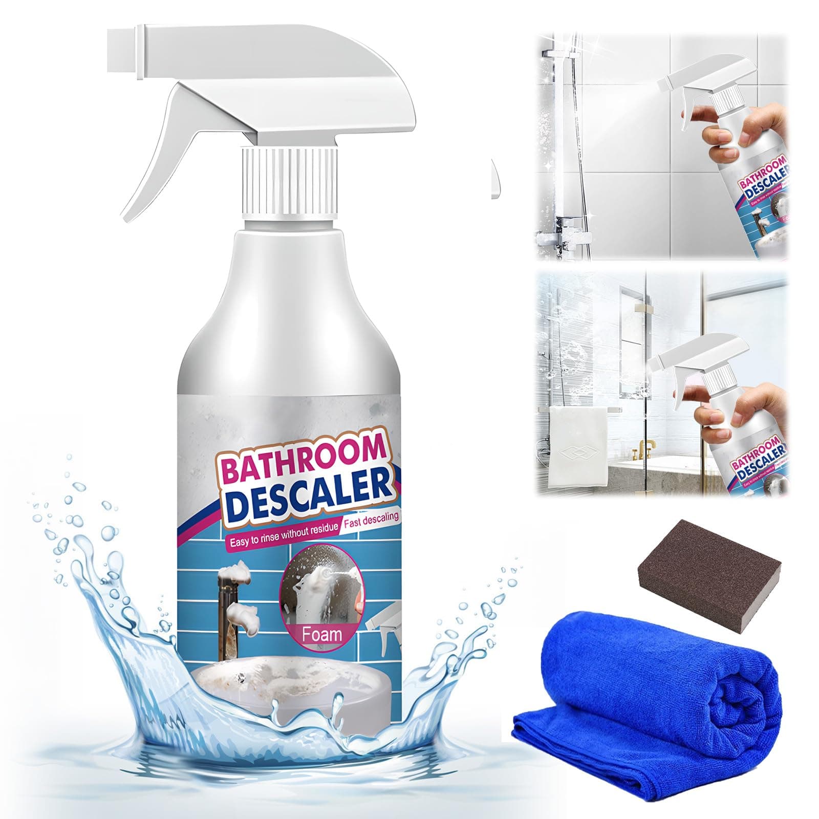 Fleckenentferner für WC und Dusche - Multifunktionaler Reiniger zum Entfernen hartnäckiger Flecken
| Starkes Duschkabin