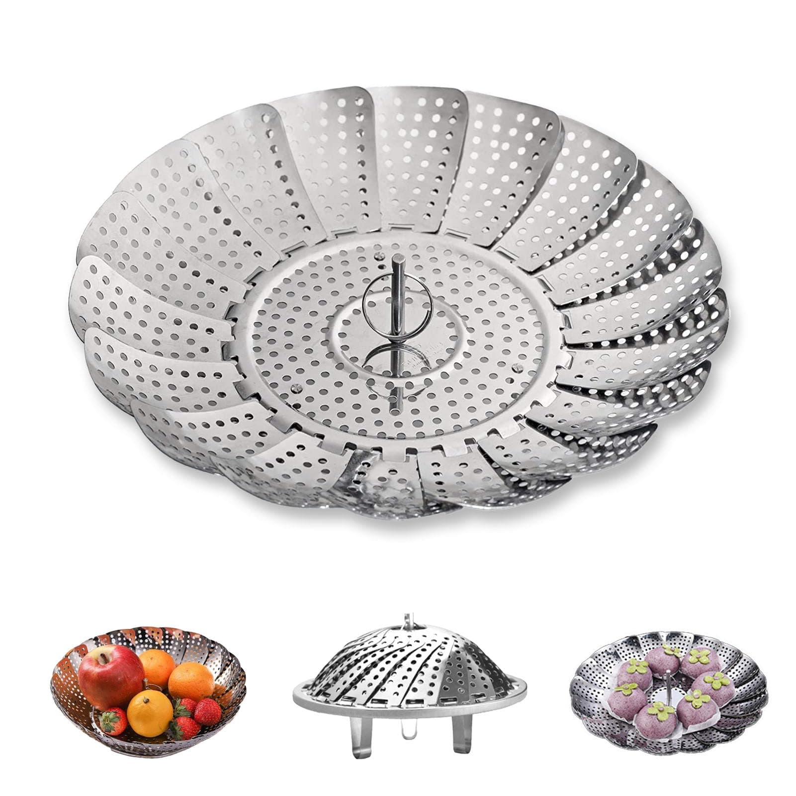 Düsteinsatz Edelstahl Topf Gareinsatz Einstellbar 14cm-23cm Gemüse Fisch Meeresfrüchte Kochen