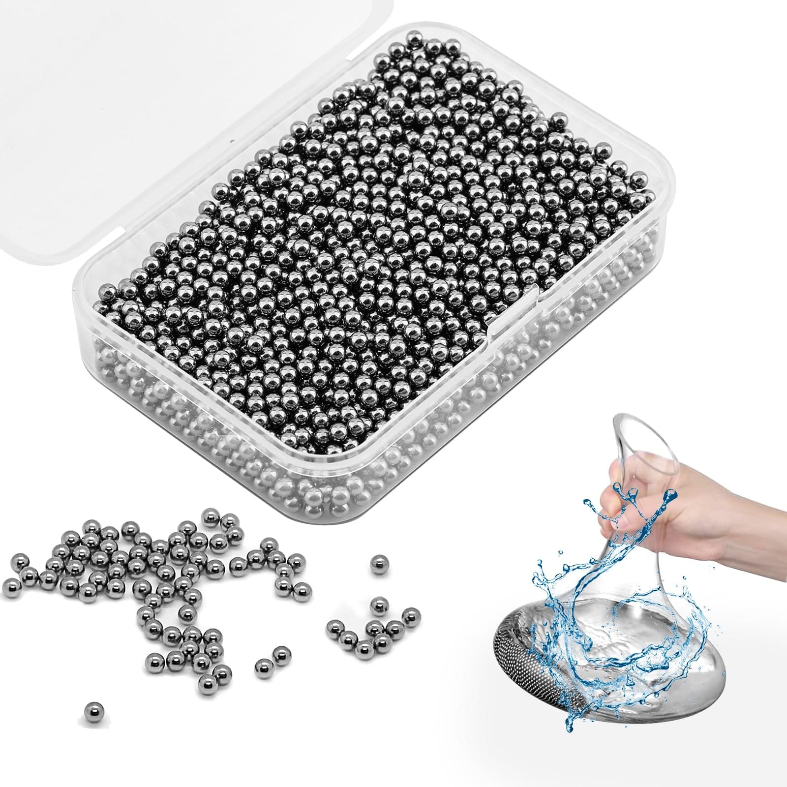 2000 Stück Reinigungsperlen für Flaschen, 3 mm Edelstahlkugeln kratzzfest und korrosionsbeständig, ideal für Flaschenrei