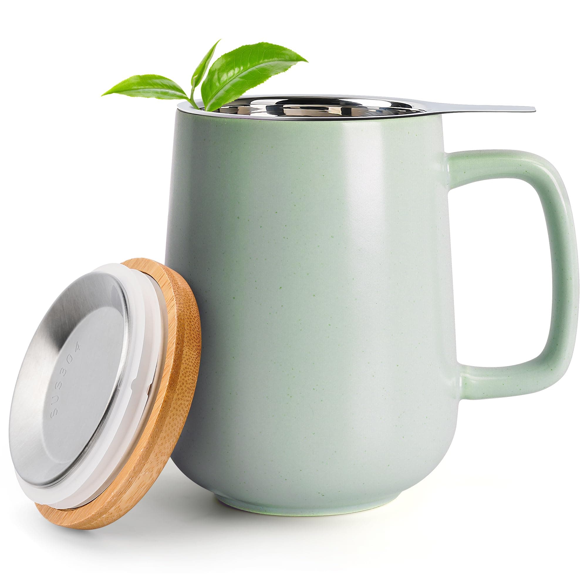Keramik Teetasse Groß mit Sieb - Teegeschenke - Pastelltürkis